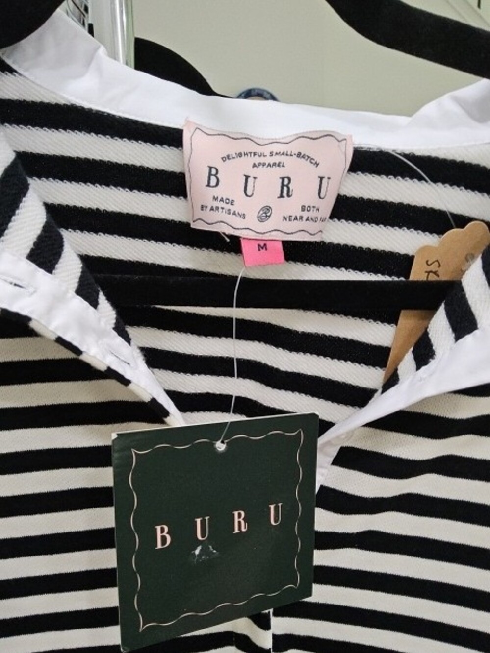 Striped Polo Collar Maxi Dress — Black & White - Picture 2 of 2